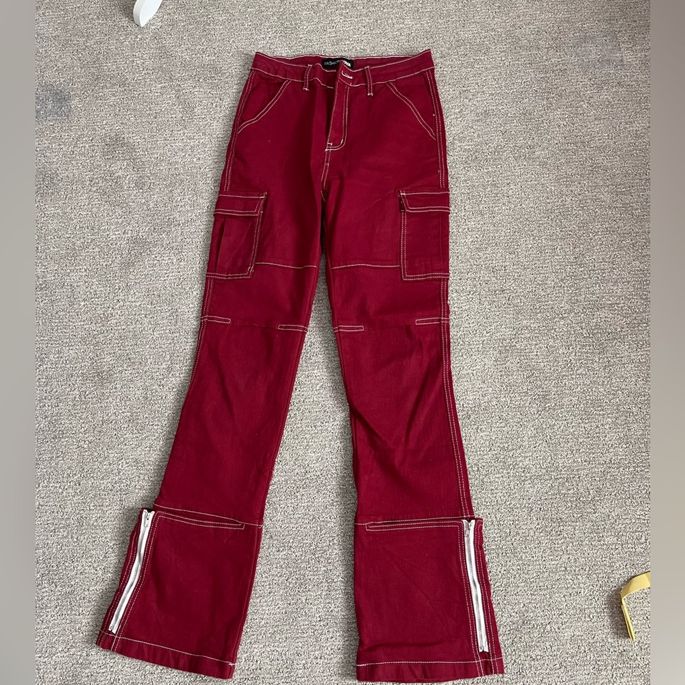 Camden Cargo Utility Jeans - Raspberry - Picture 4 of 7
